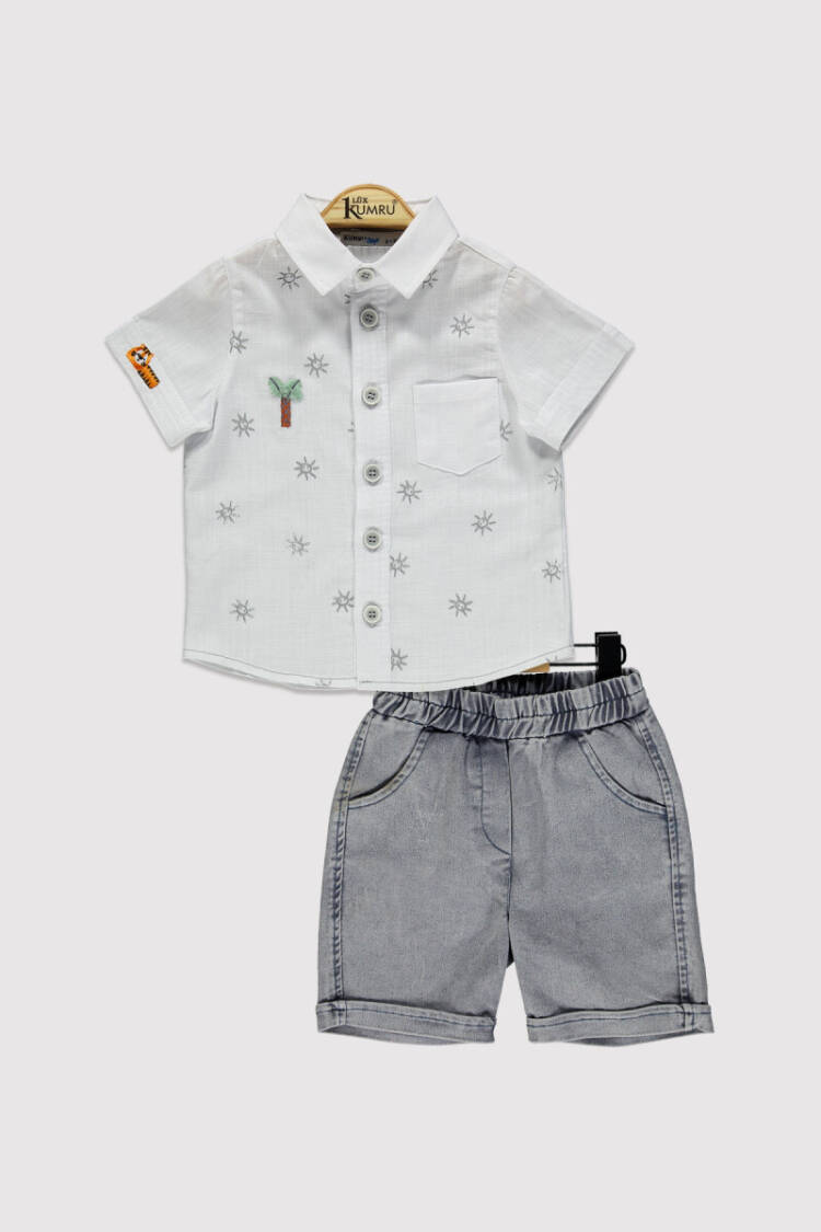 Boy Tree Embroidered Shirt Set 2-5Y - Brand: Kumru Bebe - Kids & Baby Clothes Wholesale - Globality Store