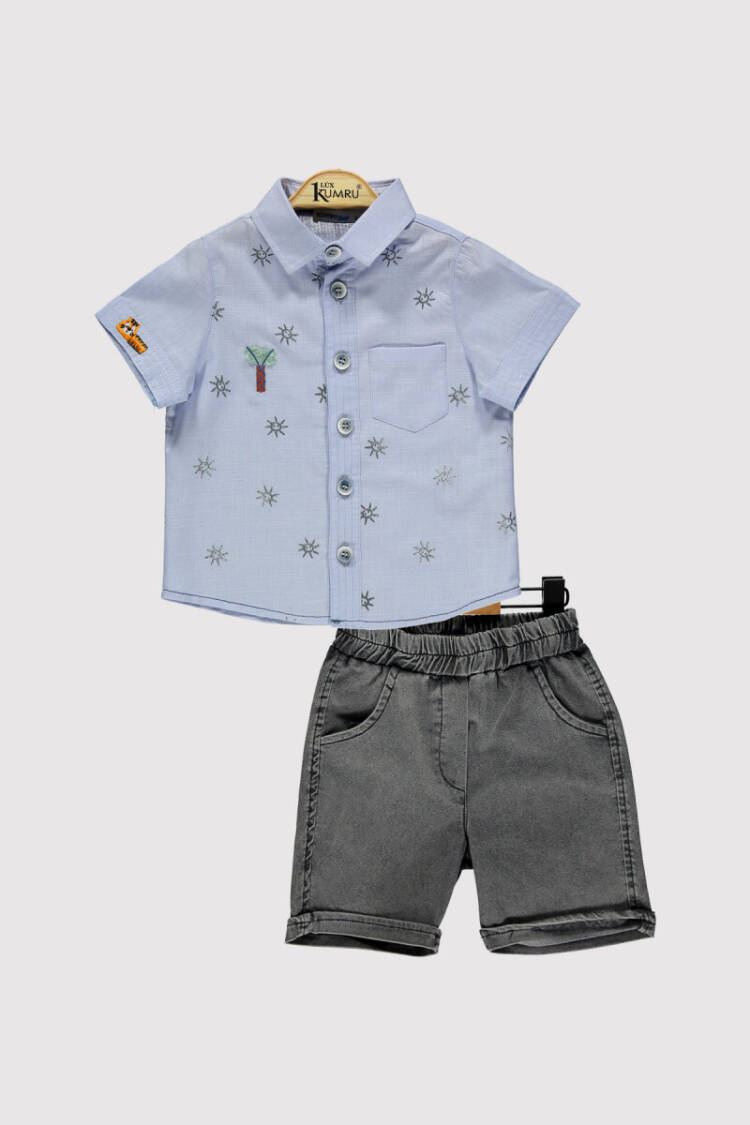 Boy Tree Embroidered Shirt Set 2-5Y - Brand: Kumru Bebe - Kids & Baby Clothes Wholesale - Globality Store