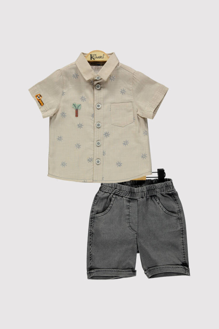 Boy Tree Embroidered Shirt Set 2-5Y - Brand: Kumru Bebe - Kids & Baby Clothes Wholesale - Globality Store