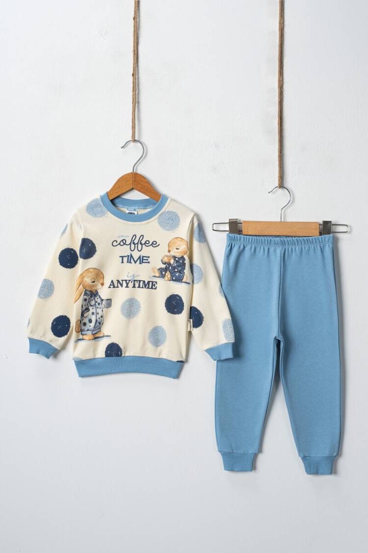 Coffee Time Printed 2-Piece Boys‘ Tracksuit 2-4Y - Brand: Hoppidik - Kids & Baby Clothes Wholesale - Globality Store