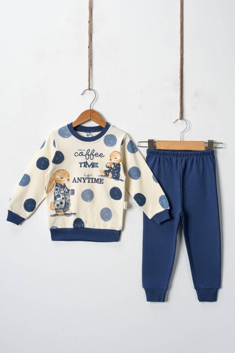 Coffee Time Printed 2-Piece Boys‘ Tracksuit 2-4Y - Brand: Hoppidik - Kids & Baby Clothes Wholesale - Globality Store