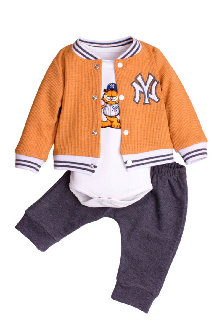 Garfield Printed Cardigan and Bodysuit 3-Piece Set 3-12M - Brand: Kidexs - Kids & Baby Clothes Wholesale - Globality Store