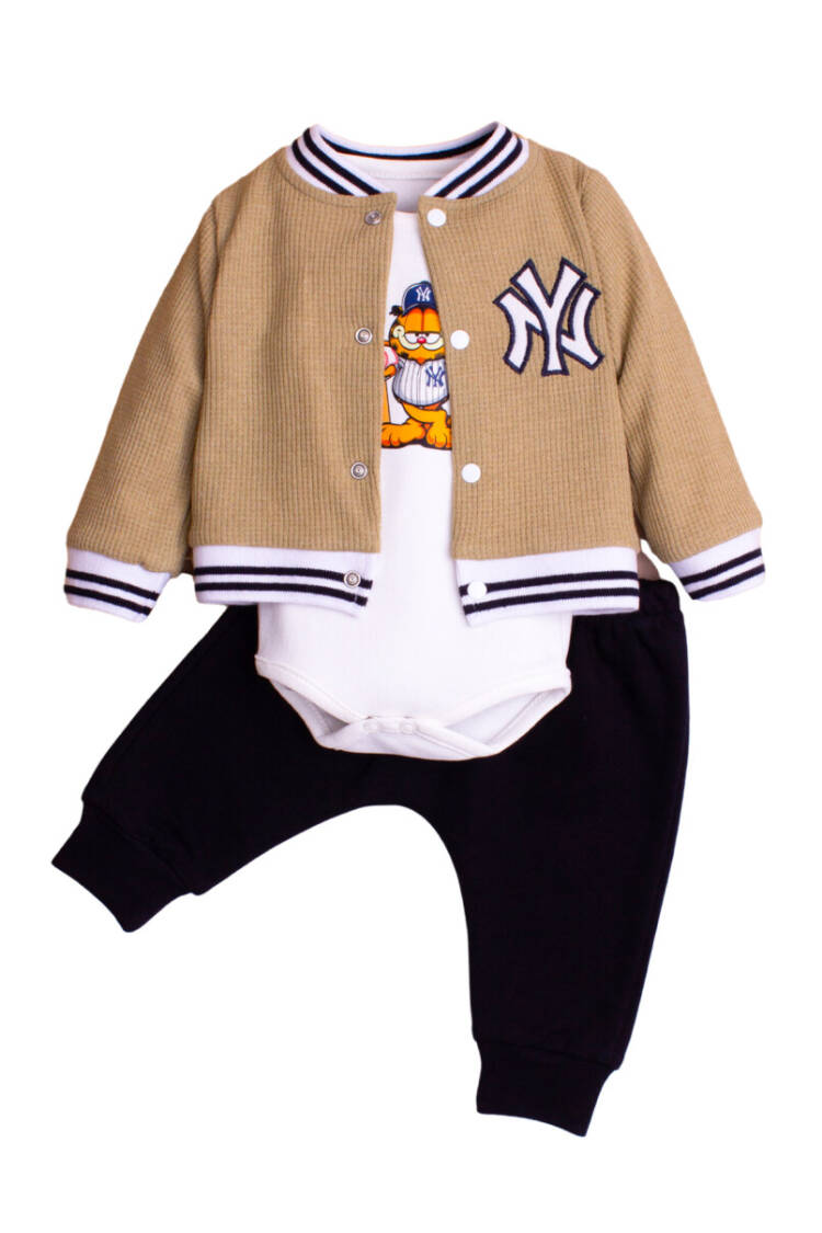 Garfield Printed Cardigan and Bodysuit 3-Piece Set 3-12M - Brand: Kidexs - Kids & Baby Clothes Wholesale - Globality Store
