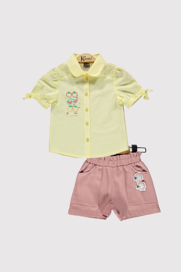 Girl Apple Printed Shirt Set 2-5Y - Brand: Kumru Bebe - Kids & Baby Clothes Wholesale - Globality Store