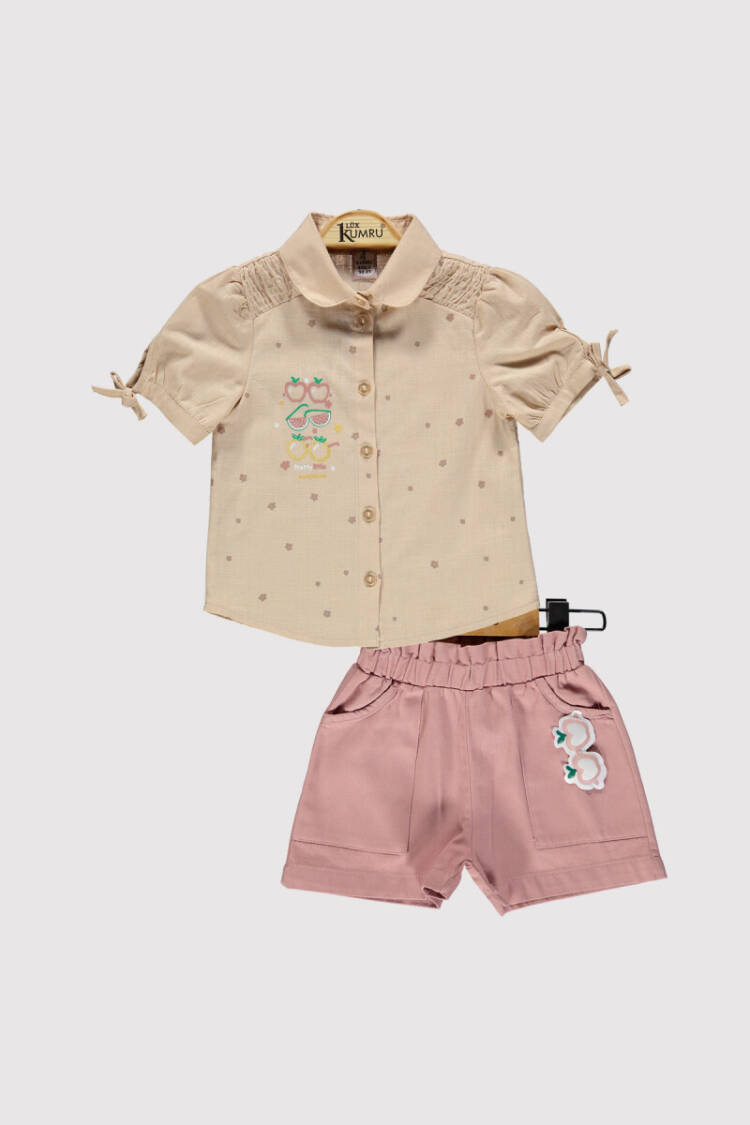 Girl Apple Printed Shirt Set 2-5Y - Brand: Kumru Bebe - Kids & Baby Clothes Wholesale - Globality Store