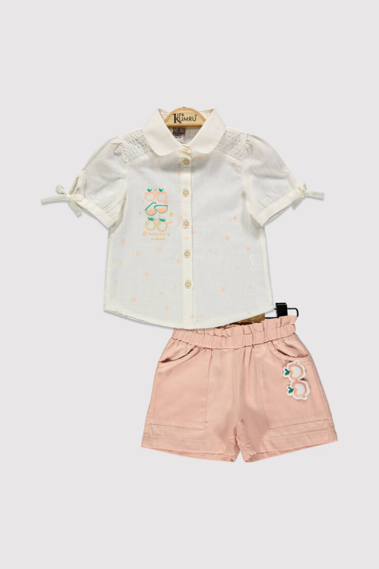 Girl Apple Printed Shirt Set 2-5Y - Brand: Kumru Bebe - Kids & Baby Clothes Wholesale - Globality Store