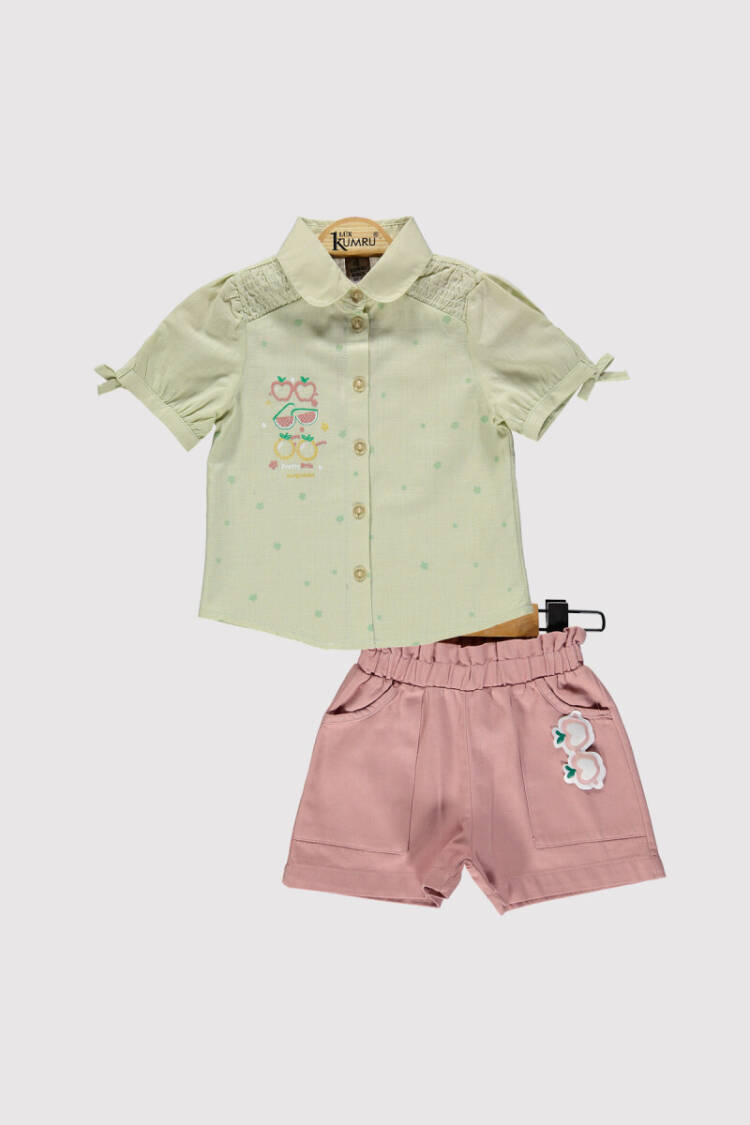 Girl Apple Printed Shirt Set 2-5Y - Brand: Kumru Bebe - Kids & Baby Clothes Wholesale - Globality Store