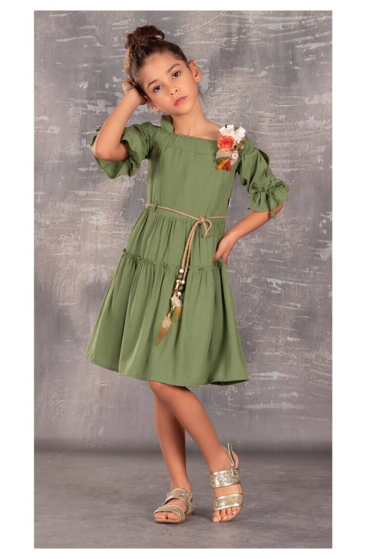 Girl Dress with Belt 6-12Y - Brand: Tivido - Kids & Baby Clothes Wholesale - Globality Store