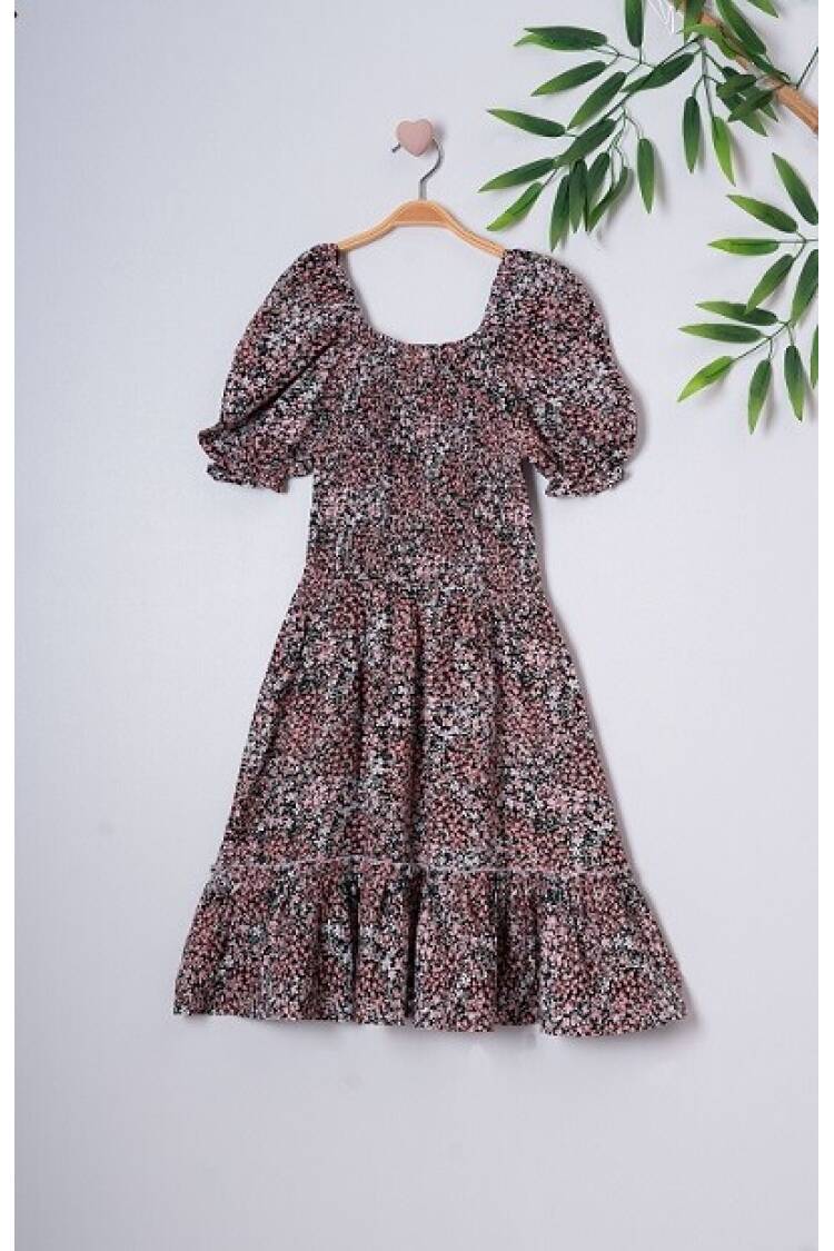 Girl Dress with Gimped Yarn Elastic 7-10Y - Brand: Büşra Bebe - Kids & Baby Clothes Wholesale - Globality Store