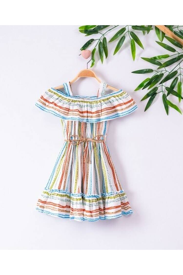Girl Dress With Striped 3-6Y - Brand: Büşra Bebe - Kids & Baby Clothes Wholesale - Globality Store