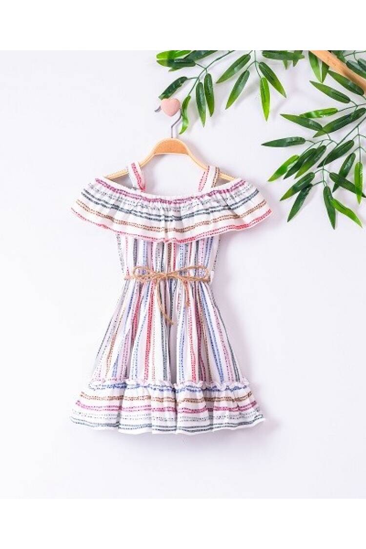 Girl Dress With Striped 3-6Y - Brand: Büşra Bebe - Kids & Baby Clothes Wholesale - Globality Store