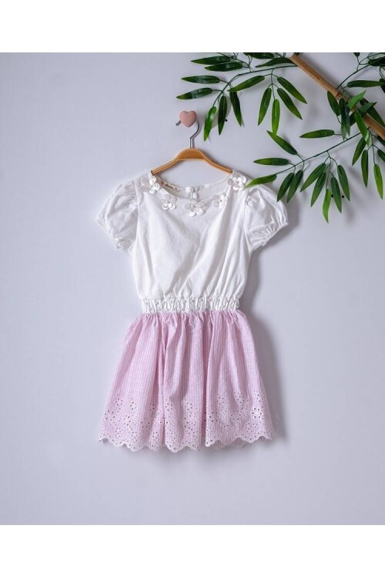 Girl Dress with Striped and Brode 3-6Y - Brand: Büşra Bebe - Kids & Baby Clothes Wholesale - Globality Store