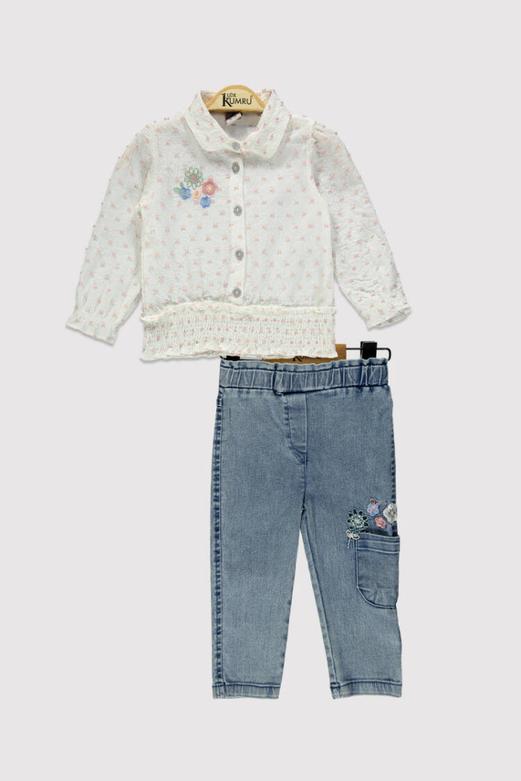 Girl Embroidered Shirt Set 2-5Y - Brand: Kumru Bebe - Kids & Baby Clothes Wholesale - Globality Store