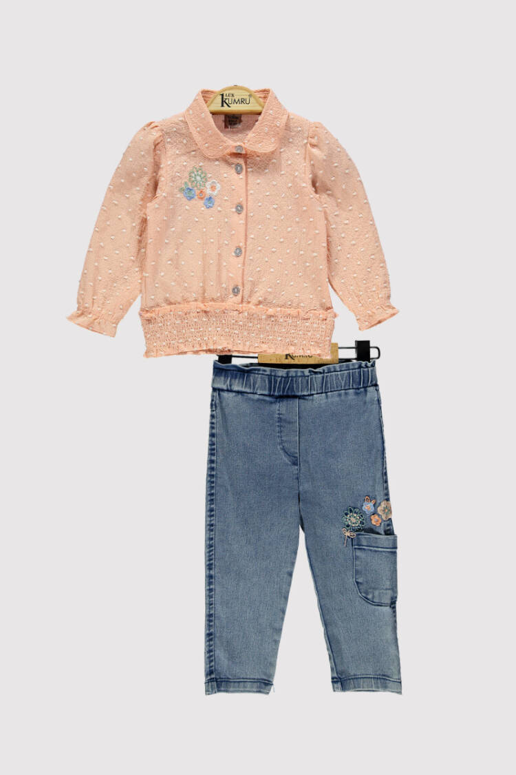 Girl Embroidered Shirt Set 2-5Y - Brand: Kumru Bebe - Kids & Baby Clothes Wholesale - Globality Store