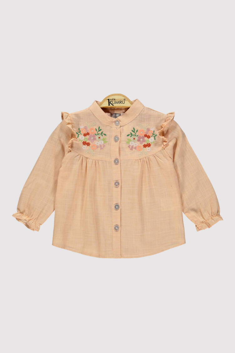 Girl Embroidered Stand Collar Shirt 10-13Y - Brand: Kumru Bebe - Kids & Baby Clothes Wholesale - Globality Store