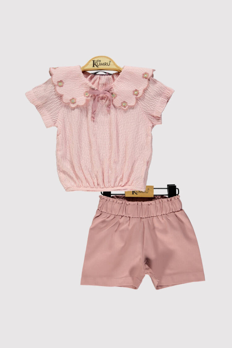 Girl Laser Collar Shorts Set 6-18M - Brand: Kumru Bebe - Kids & Baby Clothes Wholesale - Globality Store