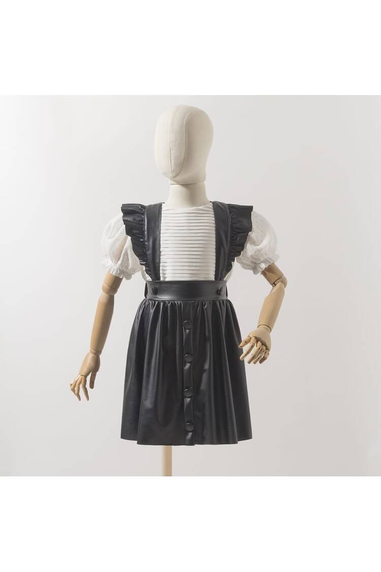 Girl Overalls with Faux Leather 2-5Y - Brand: Wecan - Kids & Baby Clothes Wholesale - Globality Store