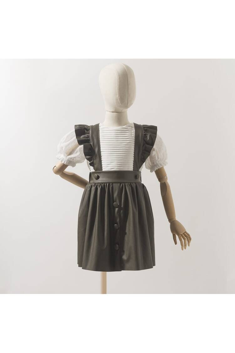 Girl Overalls with Faux Leather 2-5Y - Brand: Wecan - Kids & Baby Clothes Wholesale - Globality Store