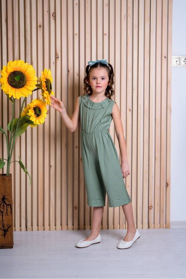 Girl Overalls with Ruffled Neck 7-10Y - Brand: Büşra Bebe - Kids & Baby Clothes Wholesale - Globality Store