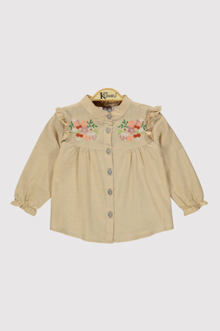 Girl Stand Collar Embroidered Shirt 2-5Y - Brand: Kumru Bebe - Kids & Baby Clothes Wholesale - Globality Store
