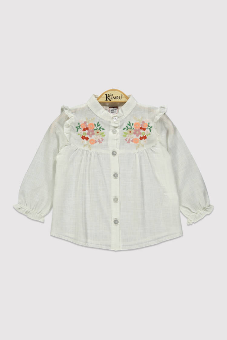 Girl Stand Collar Embroidered Shirt 2-5Y - Brand: Kumru Bebe - Kids & Baby Clothes Wholesale - Globality Store