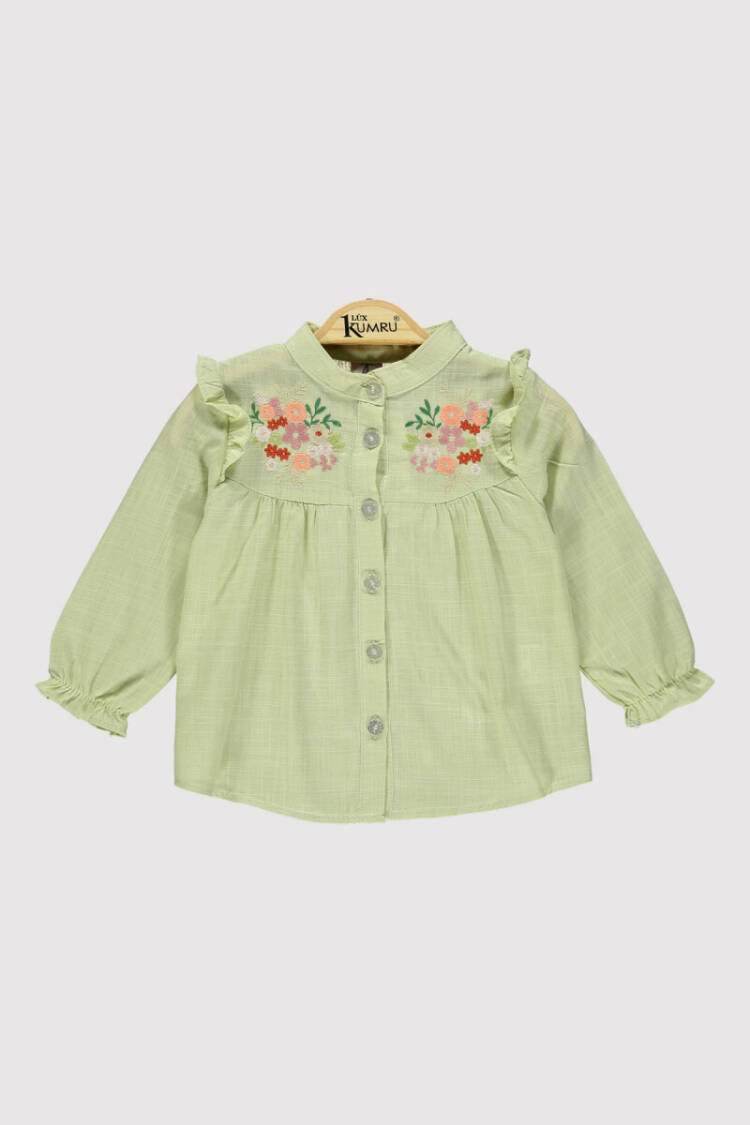 Girl Stand Collar Embroidered Shirt 2-5Y - Brand: Kumru Bebe - Kids & Baby Clothes Wholesale - Globality Store