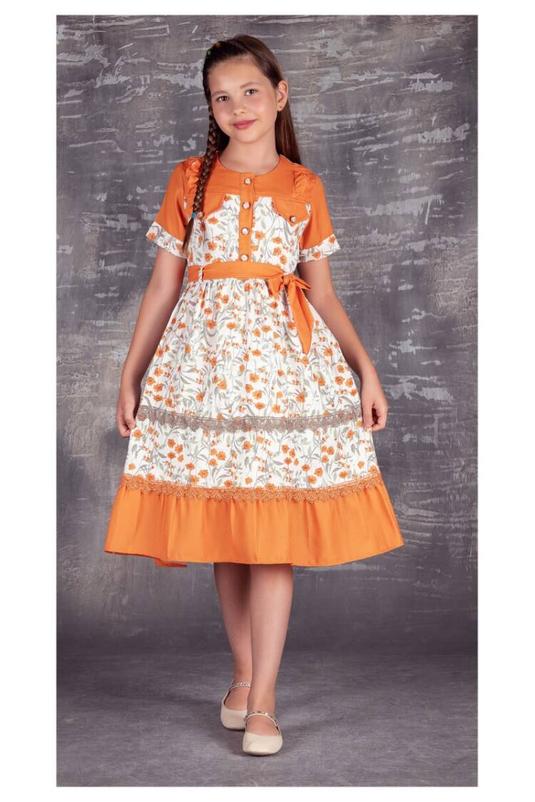 Girls Dress with Button 9-12Y - Brand: Tivido - Kids & Baby Clothes Wholesale - Globality Store