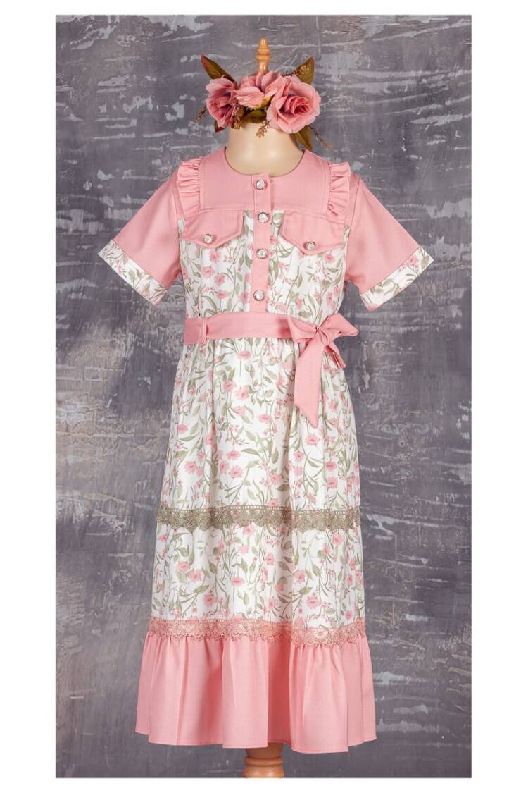 Girls Dress with Button 9-12Y - Brand: Tivido - Kids & Baby Clothes Wholesale - Globality Store