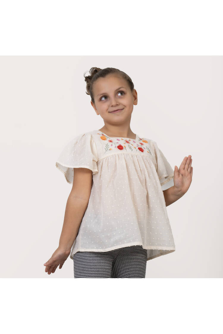 Girl's Flounce Sleeve Blouse 6-9Y - Brand: Timo - Kids & Baby Clothes Wholesale - Globality Store
