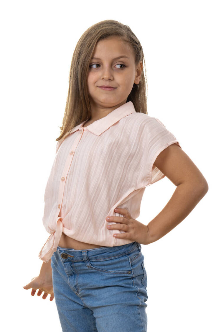 Girl's Off-Sleeve Tie Blouse 6-9Y - Brand: Timo - Kids & Baby Clothes Wholesale - Globality Store