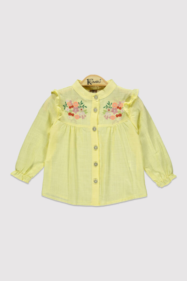 Girl's Stand Collar Embroidered Shirt 6-9Y - Brand: Kumru Bebe - Kids & Baby Clothes Wholesale - Globality Store