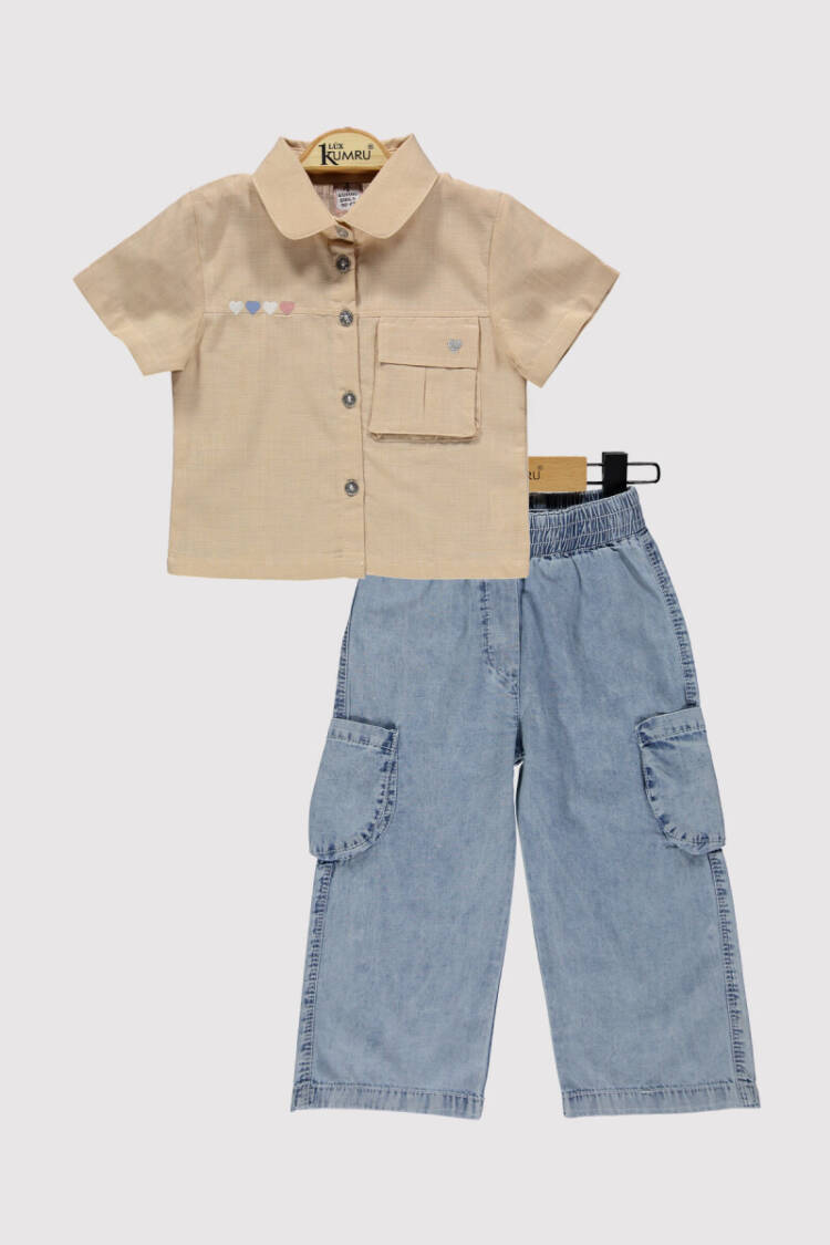 Heart Embroidered Trouser Suit 2-5Y - Brand: Kumru Bebe - Kids & Baby Clothes Wholesale - Globality Store