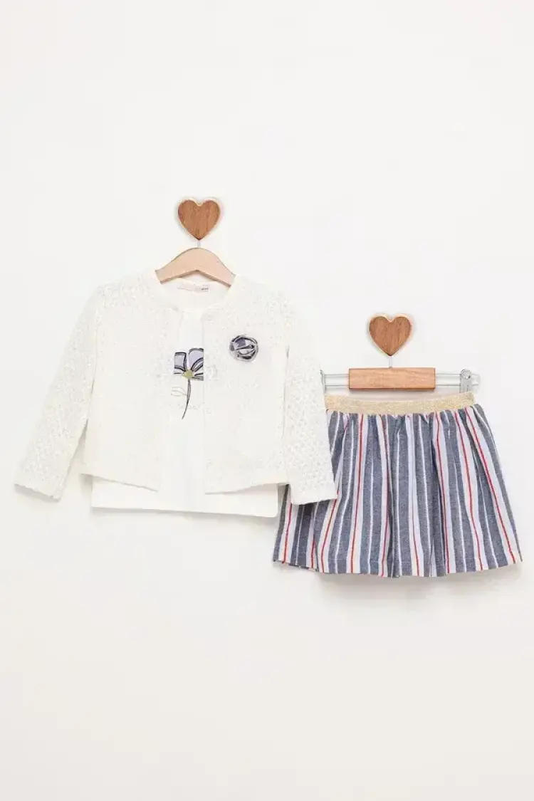 Knitted Cardigan Striped Skirt Set 1-4Y - Brand: BabyRose - Kids & Baby Clothes Wholesale - Globality Store
