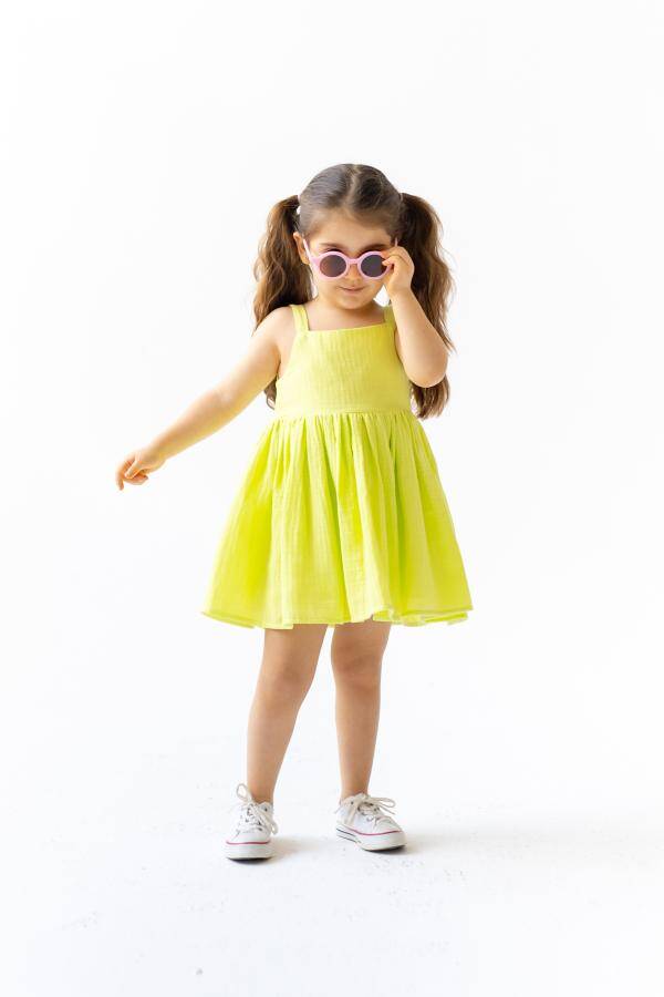 Lime Dress Dollcake Muslin 2-5Y
