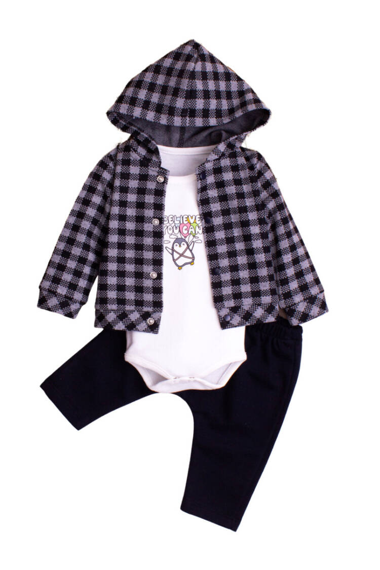 Penguin Printed Bodysuit 3-Piece Set 3-12M - Brand: Kidexs - Kids & Baby Clothes Wholesale - Globality Store
