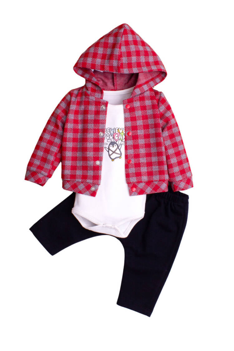 Penguin Printed Bodysuit 3-Piece Set 3-12M - Brand: Kidexs - Kids & Baby Clothes Wholesale - Globality Store