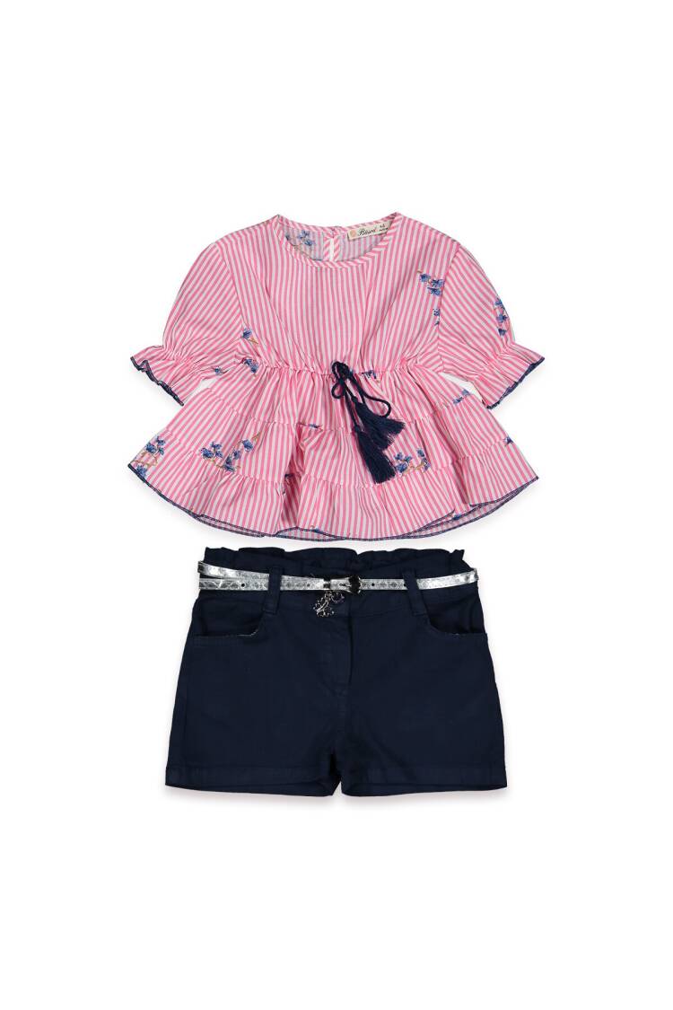 Pfd Set with Flowery Striped 3-6Y - Brand: Büşra Bebe - Kids & Baby Clothes Wholesale - Globality Store