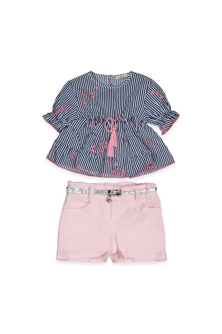 Pfd Set with Flowery Striped 3-6Y - Brand: Büşra Bebe - Kids & Baby Clothes Wholesale - Globality Store