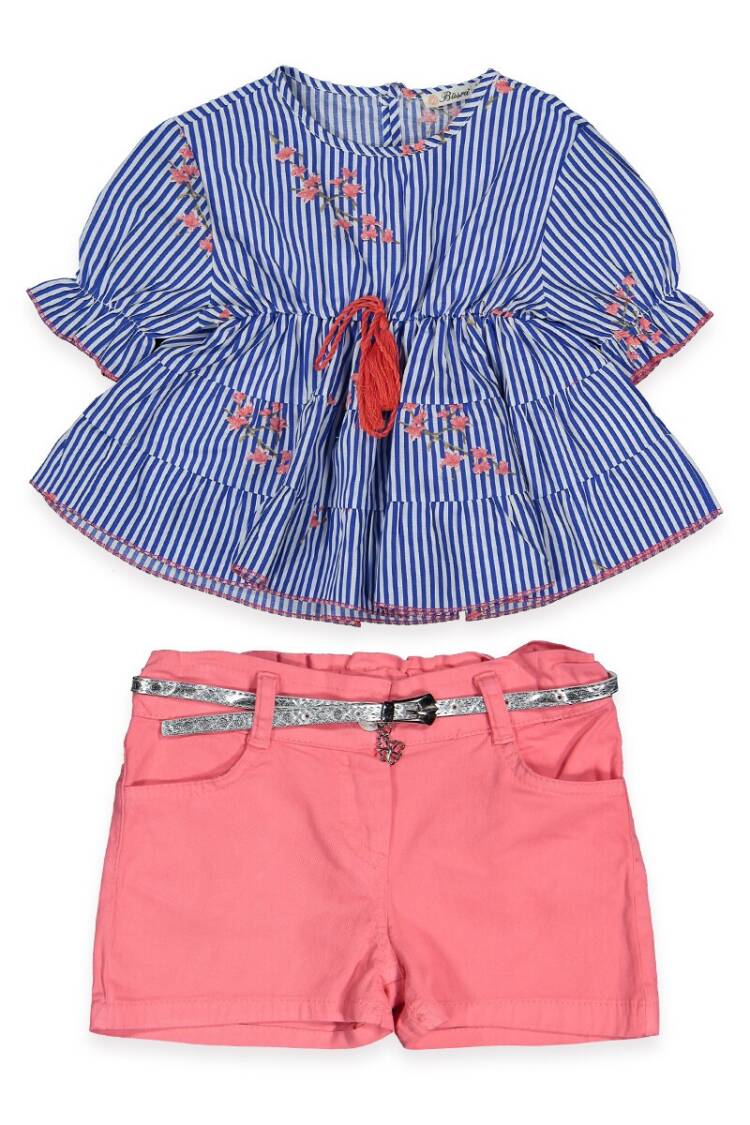 Pfd Set with Flowery Striped 3-6Y - Brand: Büşra Bebe - Kids & Baby Clothes Wholesale - Globality Store