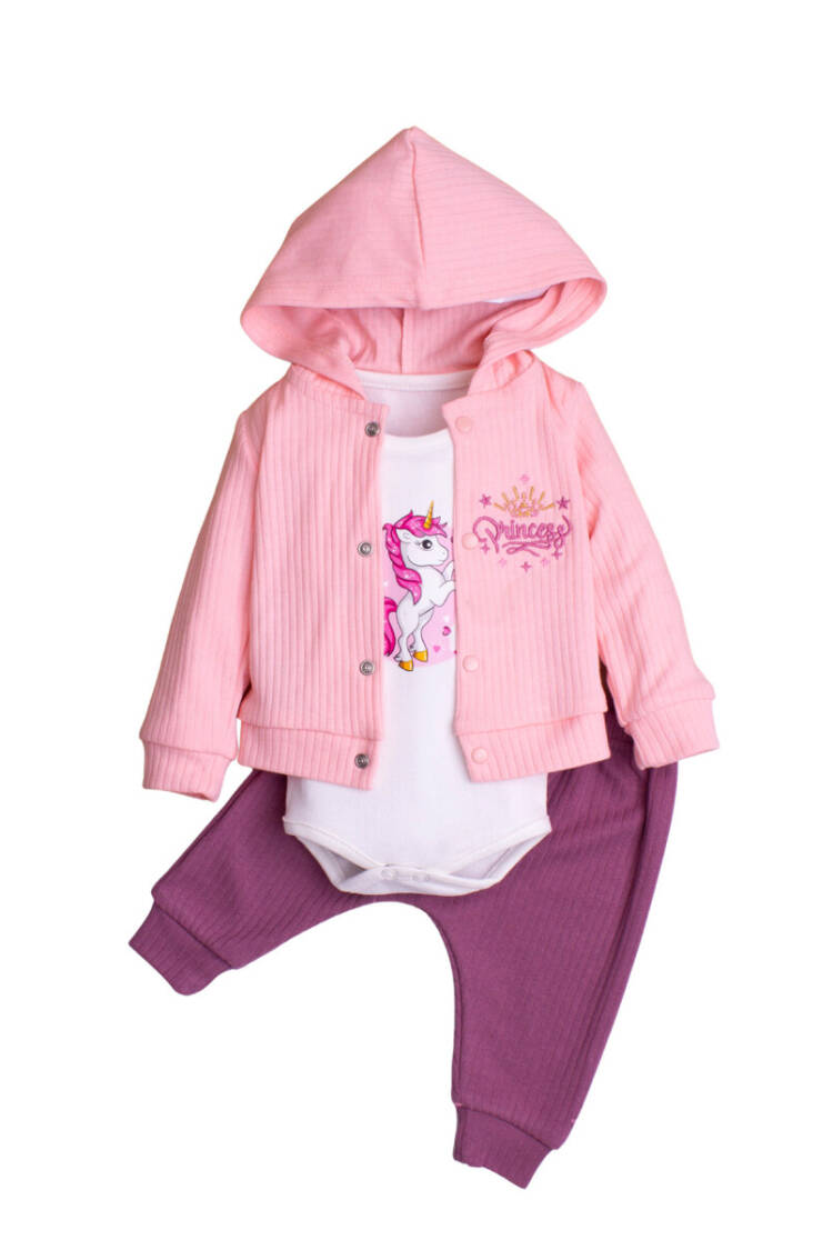 Princess Embroidered Bodysuit 3-Piece Set 3-12M - Brand: Kidexs - Kids & Baby Clothes Wholesale - Globality Store
