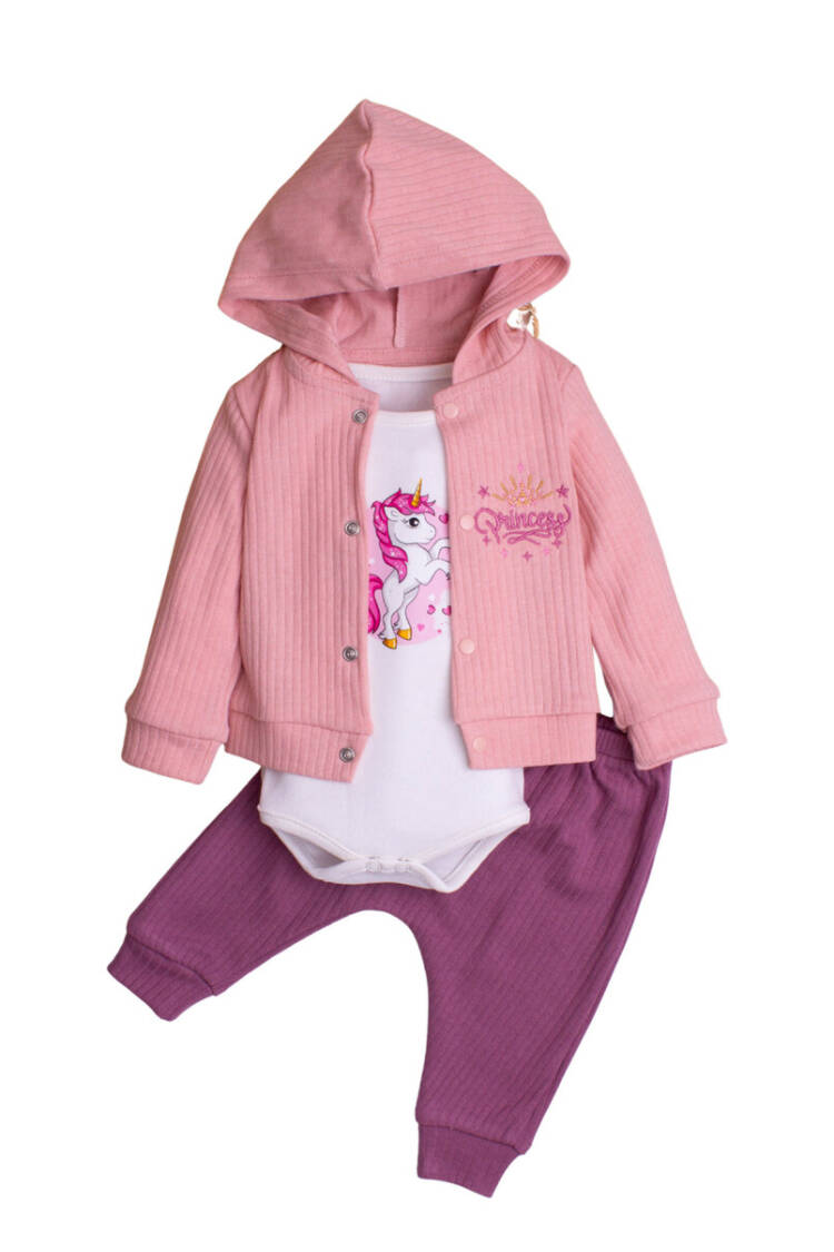 Princess Embroidered Bodysuit 3-Piece Set 3-12M - Brand: Kidexs - Kids & Baby Clothes Wholesale - Globality Store