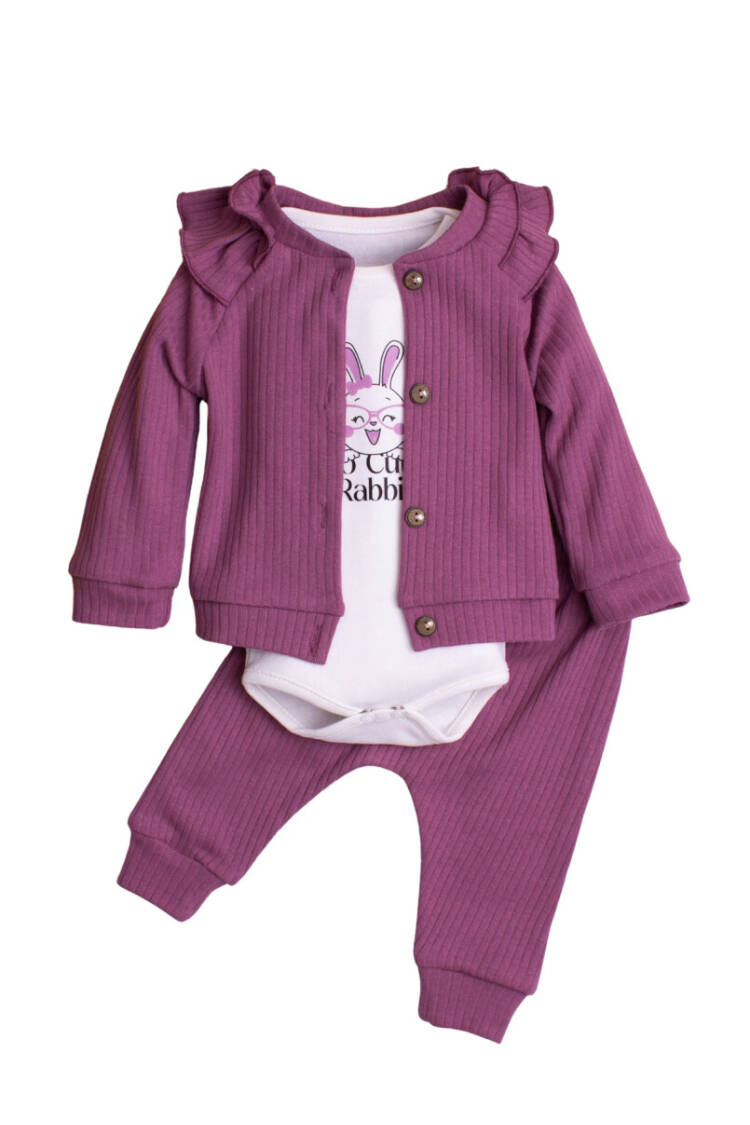 Ruffle Sleeve Cardigan 3-Piece Set 3-12M - Brand: Kidexs - Kids & Baby Clothes Wholesale - Globality Store