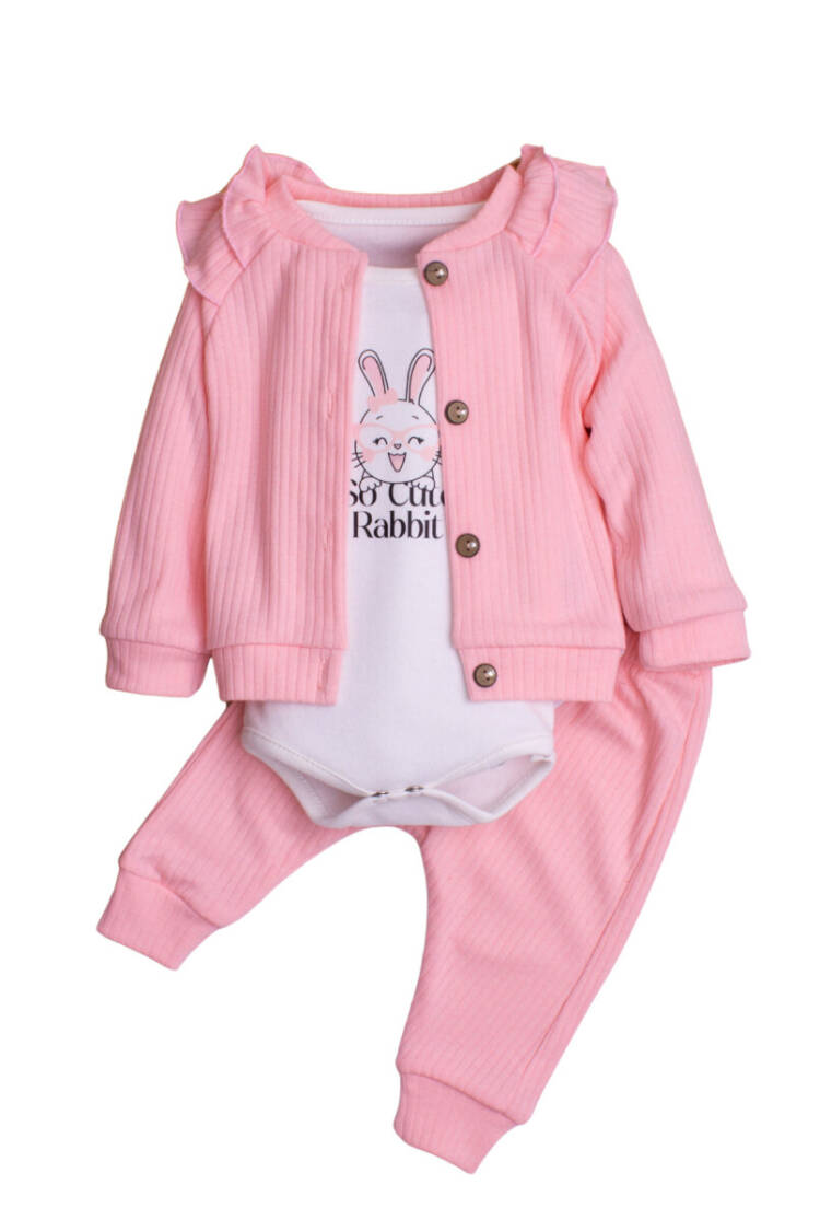 Ruffle Sleeve Cardigan 3-Piece Set 3-12M - Brand: Kidexs - Kids & Baby Clothes Wholesale - Globality Store