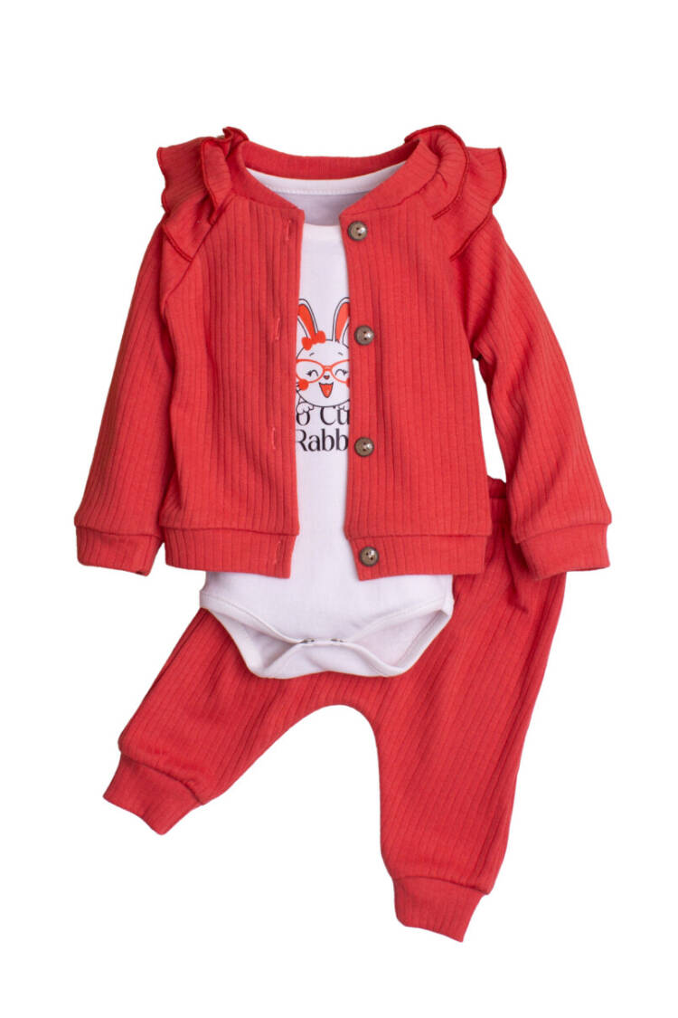 Ruffle Sleeve Cardigan 3-Piece Set 3-12M - Brand: Kidexs - Kids & Baby Clothes Wholesale - Globality Store