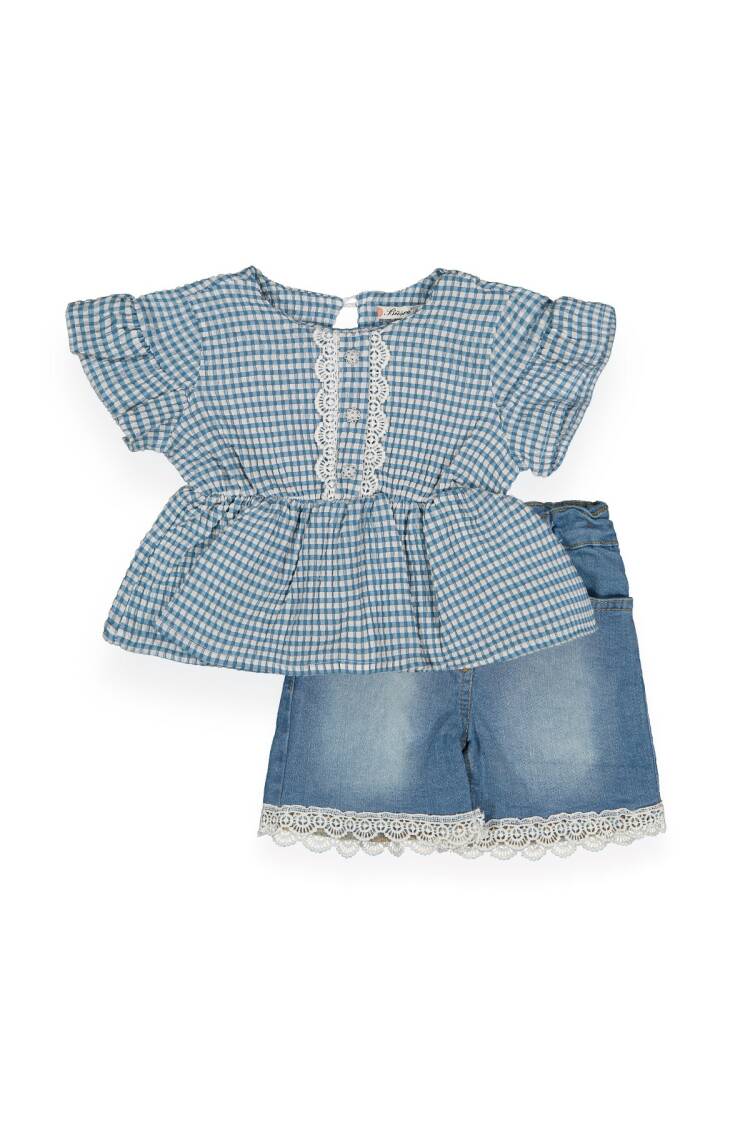 Set With Embossing Denim Shorts - Brand: Büşra Bebe - Kids & Baby Clothes Wholesale - Globality Store