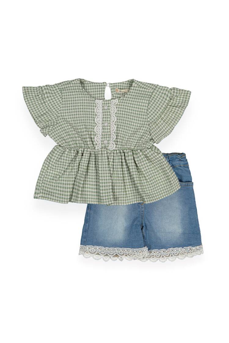 Set With Embossing Denim Shorts - Brand: Büşra Bebe - Kids & Baby Clothes Wholesale - Globality Store