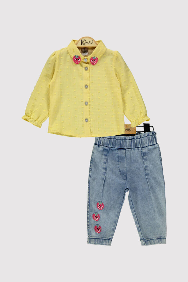 Strawberry Collar Shirt Set 6-18M - Brand: Kumru Bebe - Kids & Baby Clothes Wholesale - Globality Store