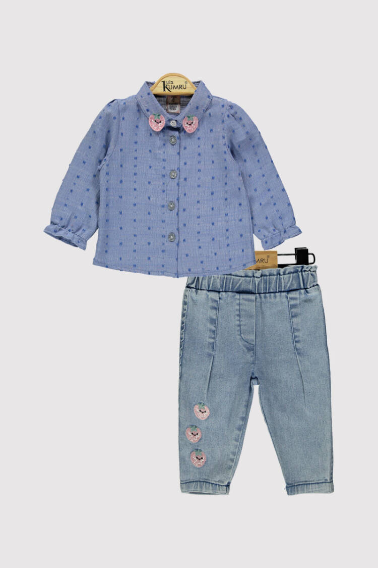 Strawberry Collar Shirt Set 6-18M - Brand: Kumru Bebe - Kids & Baby Clothes Wholesale - Globality Store