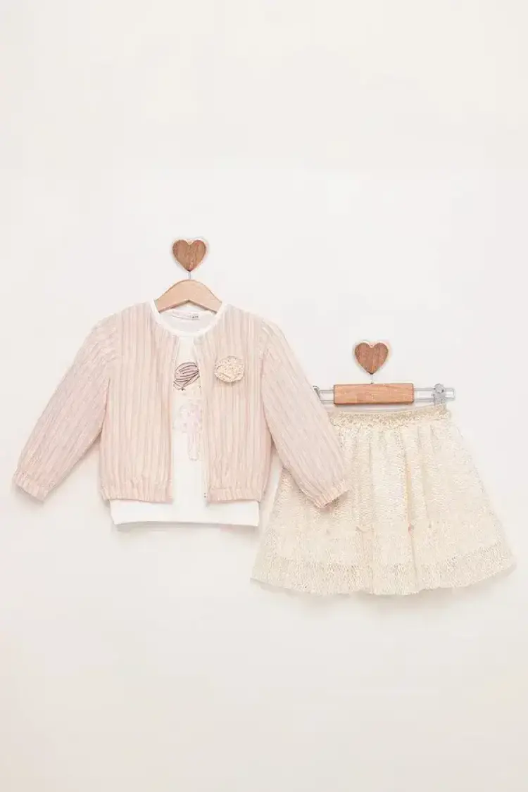 Striped Jacket Lace Skirt Suit 1-4Y - Brand: BabyRose - Kids & Baby Clothes Wholesale - Globality Store
