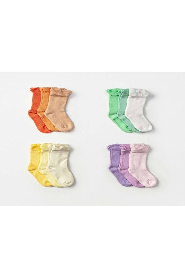Wholesale 12pcs Baby Girl Socks 12-18M - Brand: Defne - Kids & Baby Clothes Wholesale - Globality Store